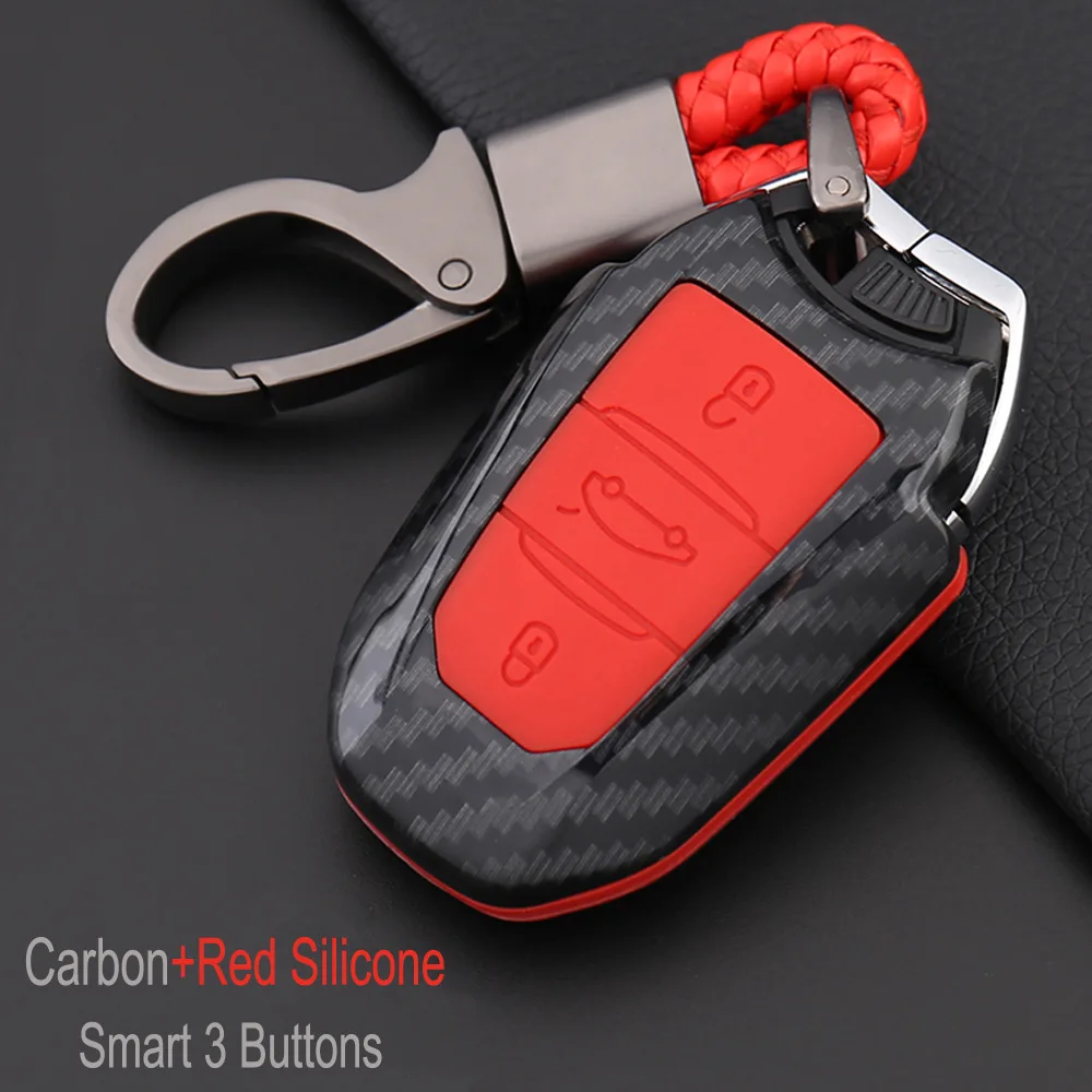 Carbon-Red Дистанционный ключ для автомобиля чехол для Citroen C4 кактус C5 C3 C4L для PEUGEOT 2008/301/307/3008/308/407 углеродного волокна оболочки брелок для ключей - Название цвета: Carbon-Red