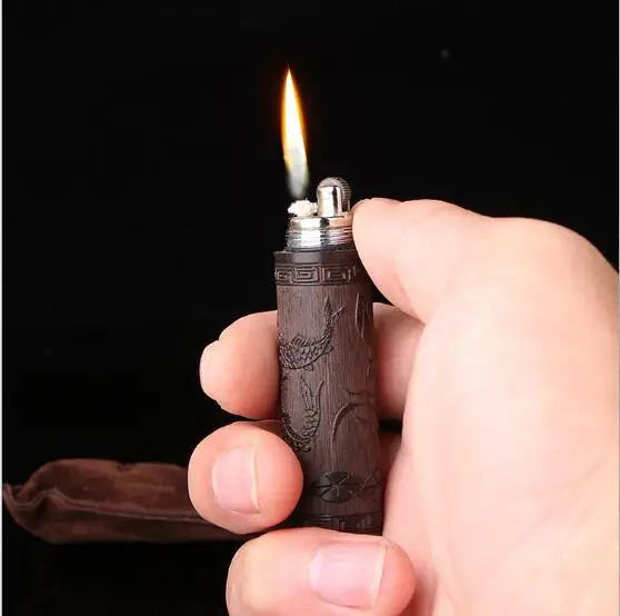 Новинка креативная керосиновая Зажигалка из черного дерева с подвеской масляная