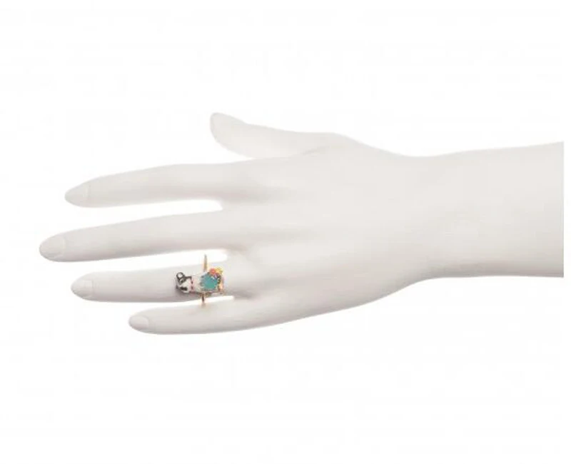 Женские кольца с собакой золотистые латунные Металлические Регулируемые эмалью