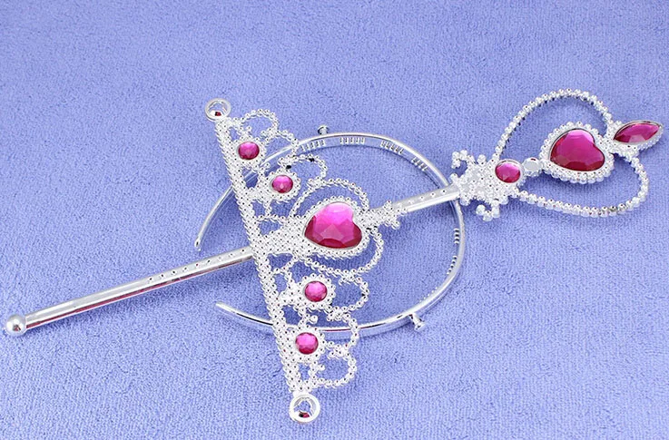 Rose Топ-дизайнер Fro. zen Princess Crown Hairband дети для девочек лучший подарок на день рождения Детские заколки для волос Волшебная палочка наборы ювелирных изделий XRN15 - Окраска металла: Rose