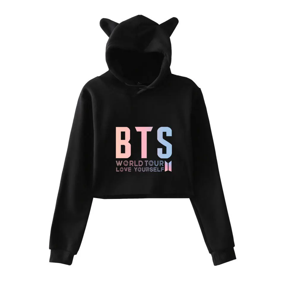 Kpop BTS World Tour корейские друзья толстовки Cat с капюшоном для женщин уличная Harajuku