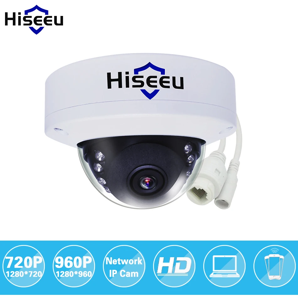 Hiseeu 720 P 960 HD Ip-камеры Сетевые Камеры Видеонаблюдения Купольная Ик-Android IOS