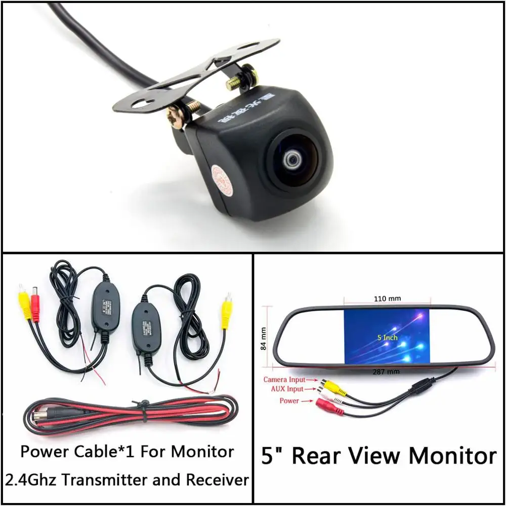 C Wireless 5 inch M Owtosin 175 градусов Рыбий глаз объектив HD резервный обратный ночное видение камера заднего вида для парковки монитор - Название цвета: C Wireless 5 inch M