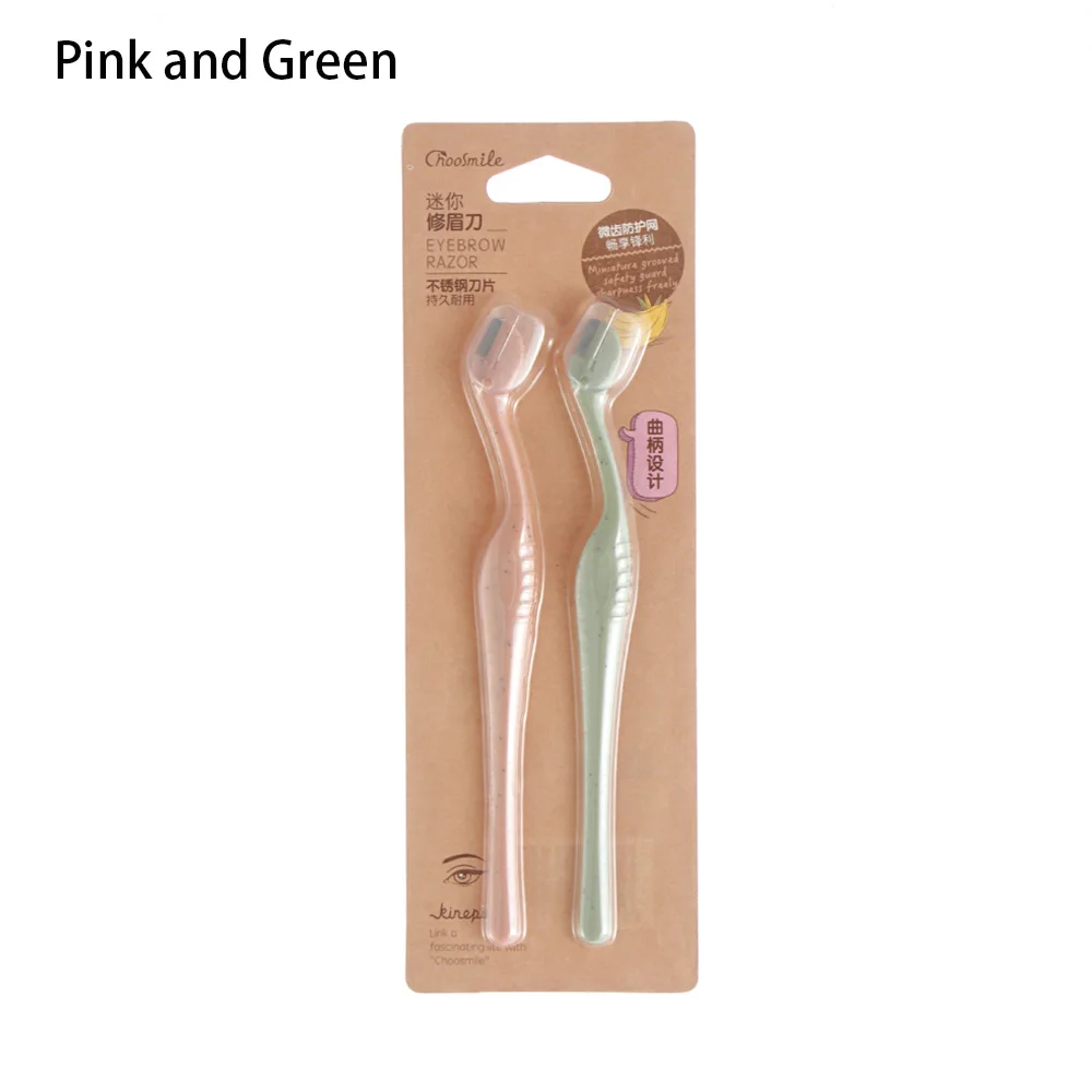 Pink and Green 1/2/3 шт., для девушек, для бровей, безопасный нож Нержавеющая сталь Набор для бровей бритвы Ножи, набор для бровей Триммер для удаления волос Красота инструменты - Цвет: Pink and Green