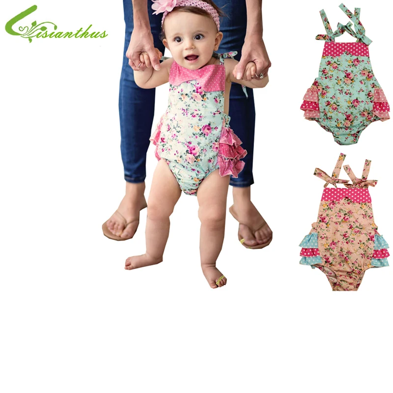 Пляжный костюм с оборками для маленьких девочек комбинезон цветочным рисунком