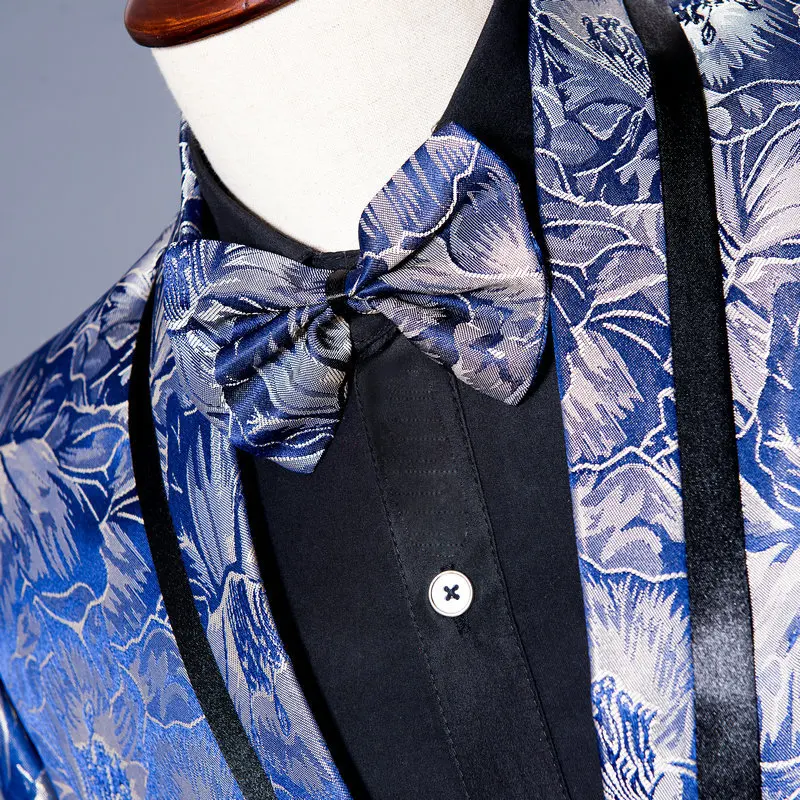 PYJTRL Мужская шаль лацкан Королевский синий цветочный узор студия Presided нарядный