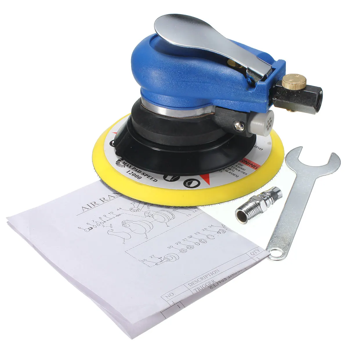 

6 Inch 10000rpm Round Air Palms Orbital Sander Random Polisher Grinding Sanding Tools with Wrench
