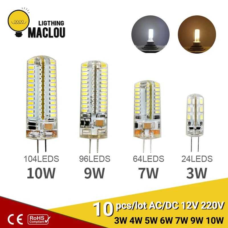 10 шт G4 LED AC/DC 12 V 220 3 w 6 светодиодные лампы SMD3014 люстра Ампуле внимания галогенная