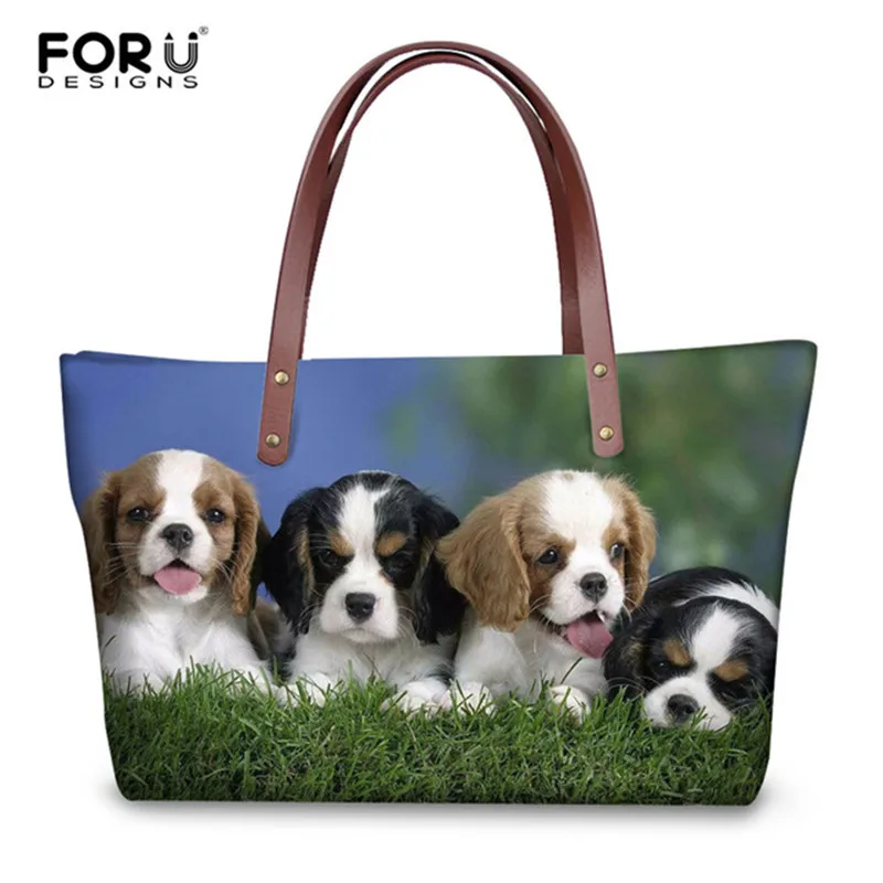 Милые сумки FORUDESIGNS с принтом King Charles Spaniel женские большие дорожные на плечо модная