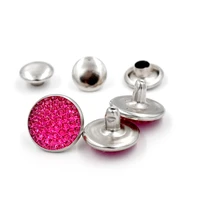 50setslotduplex clothes nail metal rivets clothing accessories acrylic diamond button metal spikes nail snaps