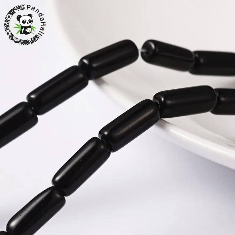 

Black Glass Tube Beads Strands, about 10mm long, 4mm thick, hole: about 1mm, about 32~33pcs/strand, 12"