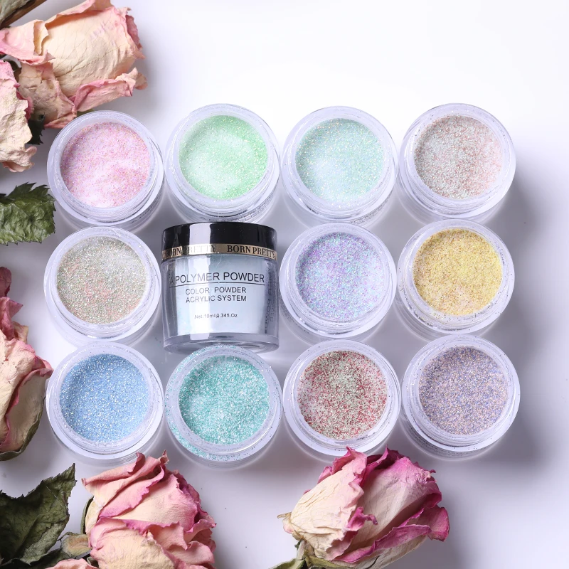 BORN PRETTY Блестящий акриловый Dip порошок для ногтей полимерный порошок розовые блестки для наращивания ногтей маникюр 12 цветов