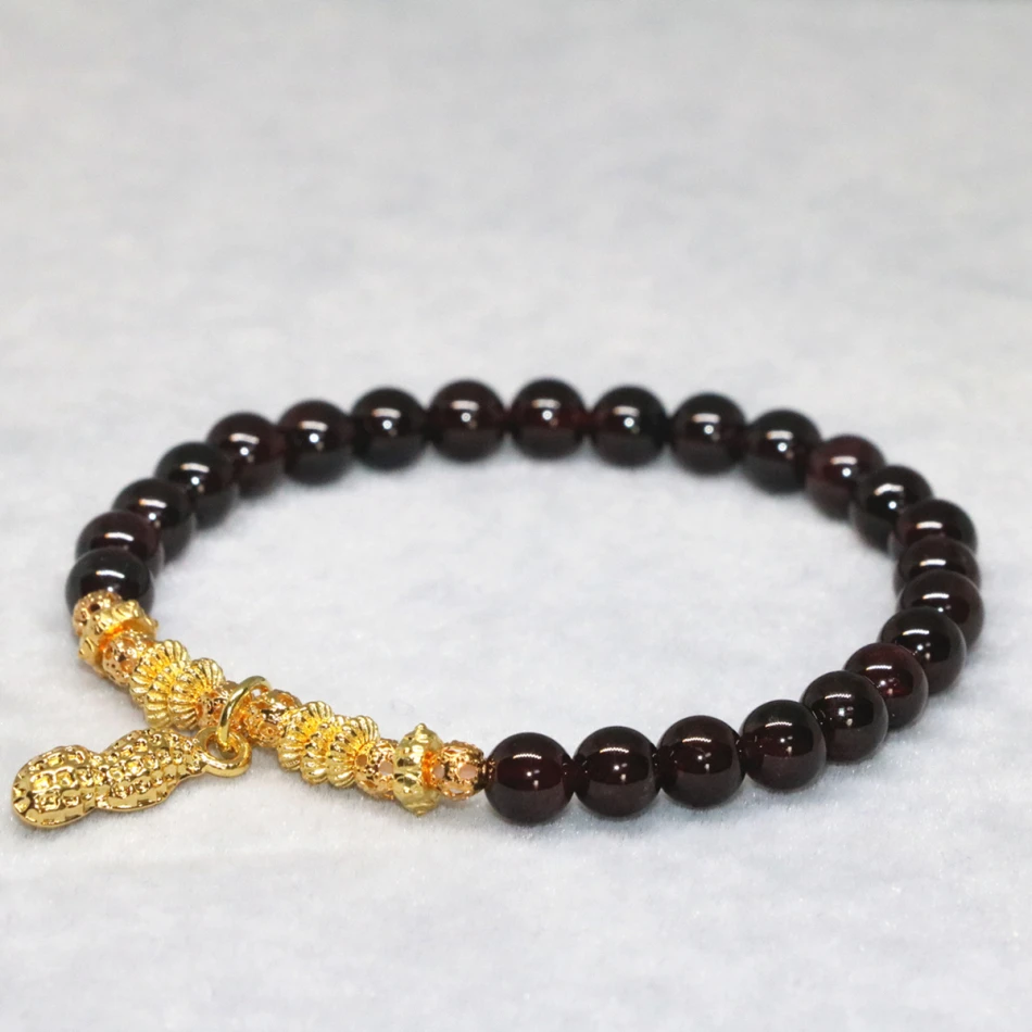 Элегантные браслеты из натурального граната в богемном стиле круглые бусины