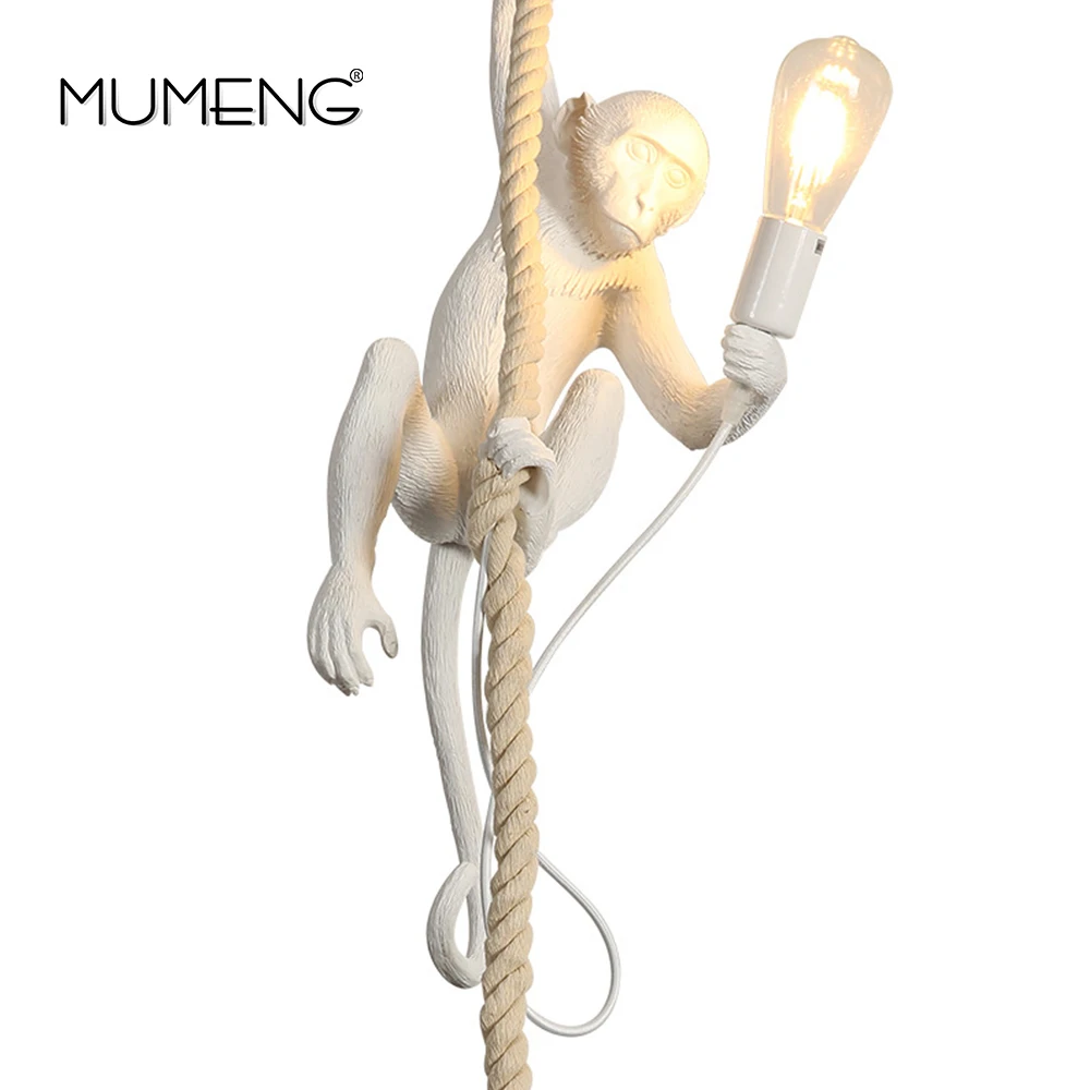 Modern Creative Resin White Monkey Lamp Loft Pendant Light for Home Bar Cafe wall light creative table Decoration | Лампы и освещение