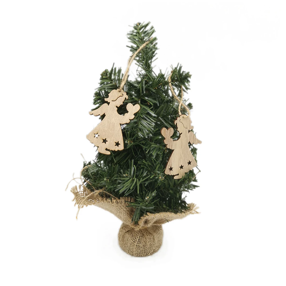 10pcs Unfinished Wooden Angel Christmas Ornaments Blank Xmas Tree Hanging Wood Slices for Kids DIY Art Crafts Festive Decoration