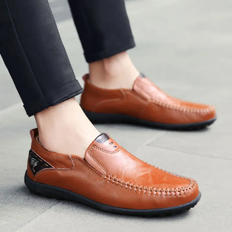 Мужские лоферы из натуральной кожи QASDUO Модные дышащие мокасины лидер продаж |