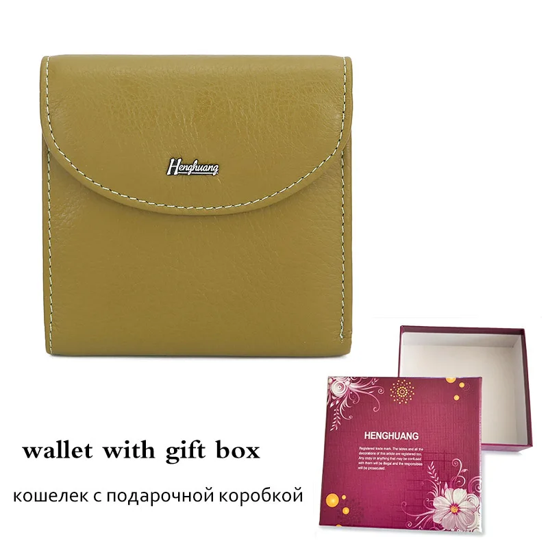 Green with gift Box HH новые мужские кошельки из натуральной коровьей кожи, мужской маленький кошелек, кошельки для монет, ID держатель для карт, дизайнерский тонкий кошелек, сумка для денег - Цвет: Green with gift Box