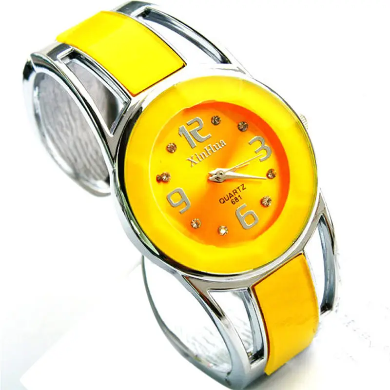 Yellow Новые модные часы со стразами женские роскошные брендовые дамские часы из нержавеющей стали Кварцевые часы Reloj Mujer Часы# A - Цвет: Yellow
