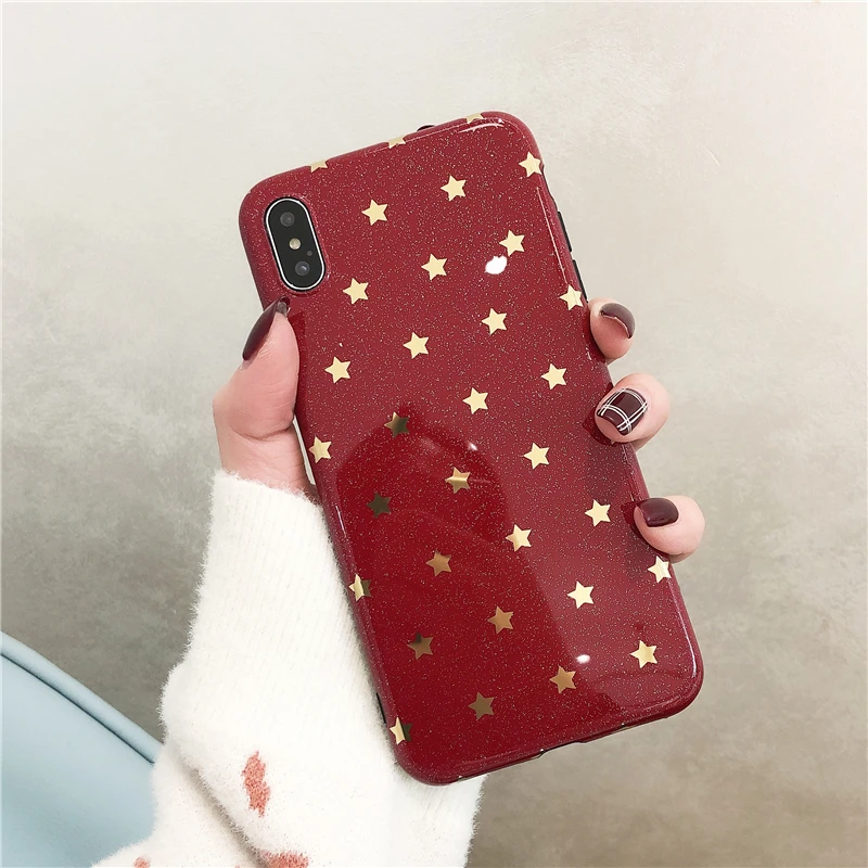 Модный чехол для телефона с золотой звездой для iphone 11, 11Pro, Max, XS, Max, X, XR, 6 S, 7, 8 Plus, задняя крышка, роскошный карамельный цвет, чехол s Coque