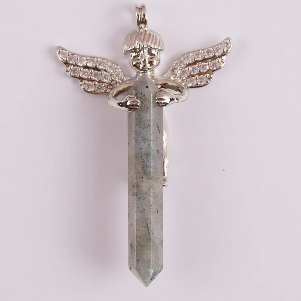 Натуральный камень Лабрадорит бусины кулон Счастливый Ангел ювелирные изделия