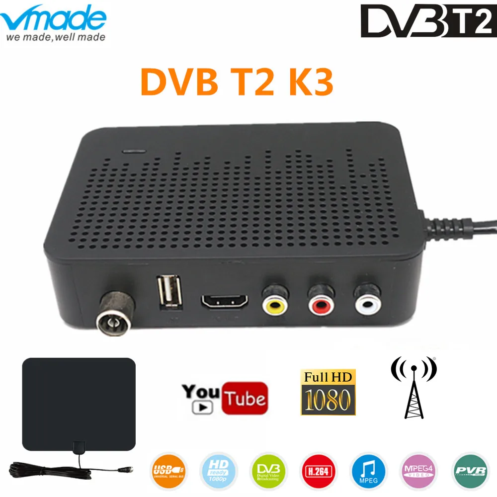 DVB T2 сигнала ТВ приемник полностью для T цифровой эфирный H.264 с антенна K3 тюнер