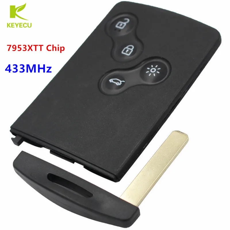 

KEYECU Smart Keyless Fob Remote Key Fob 433MHZ With PCF7953XTT/4A Chip for Renault Clio4 2012-2016,Captur 2013-2017 285971998R