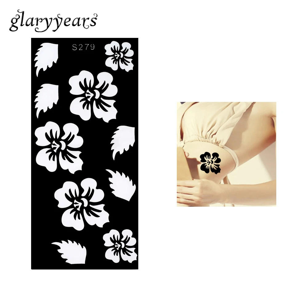 1 шт. полый трафарет для татуировки хной аэрограф рисования цветов листьев хны
