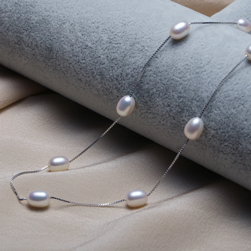 DAIMI Ожерелье из природного жемчуга ювелирные изделия серебра. Серебряная цепочка