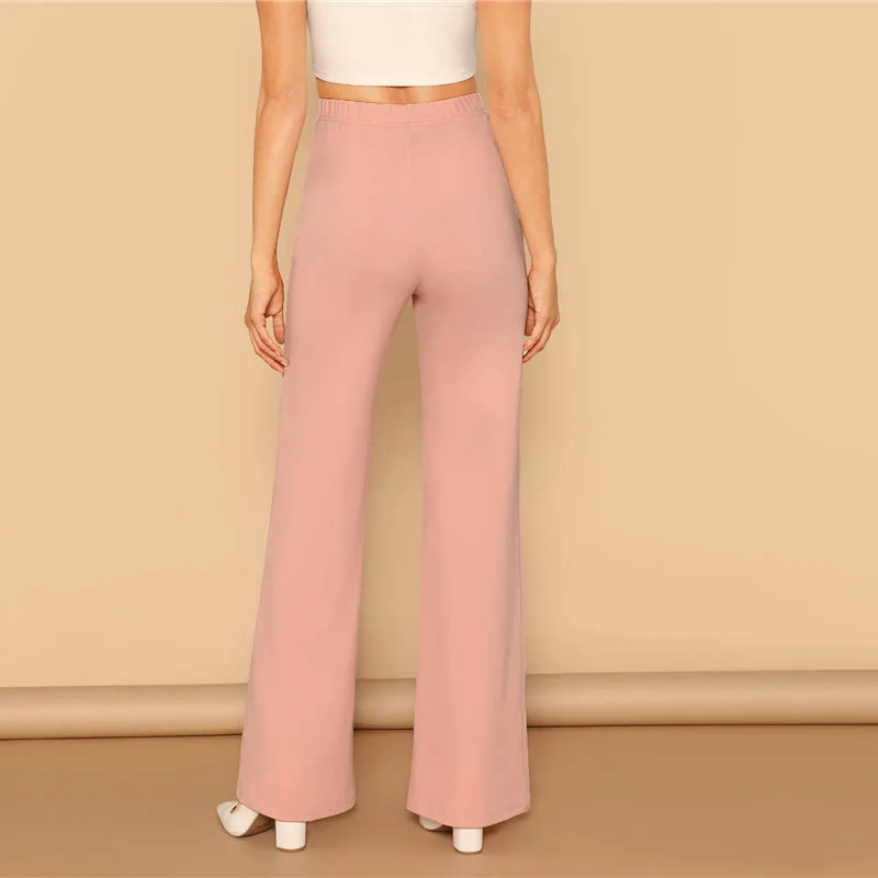SHEIN Однотонный Расклешенные Брюки Стильный Офисные Летние Брюки