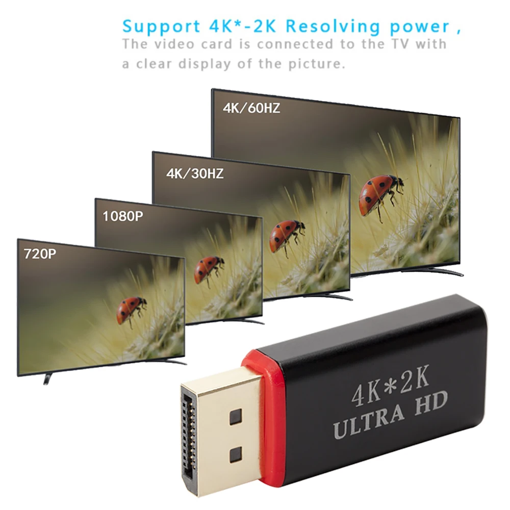 Позолоченный переходник 4K Ultra HD 3D с портом дисплея на HDMI совместимый DP мужским и