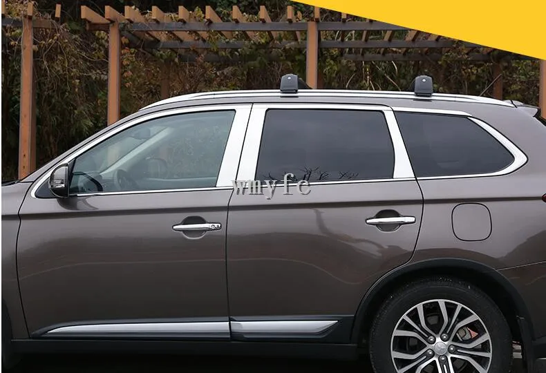 Для Mitsubishi Outlander 2013 нержавеющая Хромовая оконная колонна столбы крышка отделка МОЛДИНГ Garnish Guard