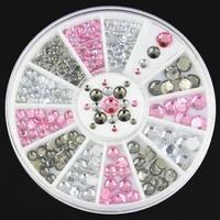 fashion manicure ab drill acrylic nail art decoration 4 sizes black white pink glitter rhinestones