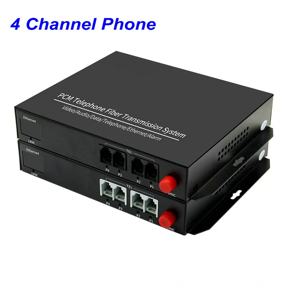 1 Pair 4 Channel- PCM Voice Tel Over Fiber Optic Multiplexer Extender,FC Optical Port,Support Caller ID and Fax Function