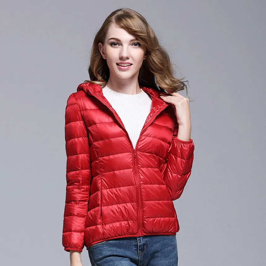Super Light White Duck Down Jacket Women Autumn Winter Warm Coat Female Hooded | Женская одежда