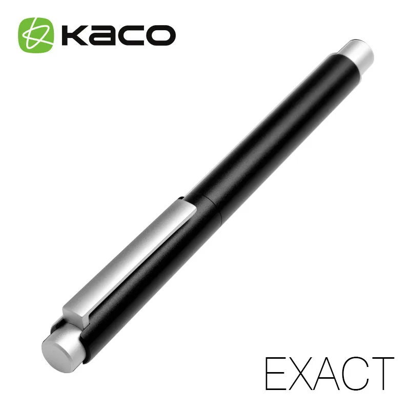 Jinghao KACO EXACT Fountain Pen Series Luxury Matte Silver and Black Clip Metal Ink Pens for Office 0.5mm F Nib Gift Pen Case