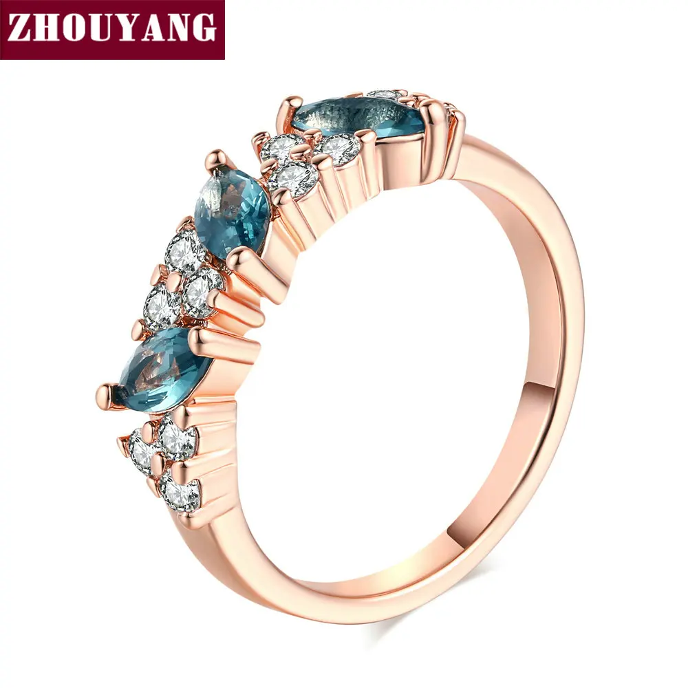 ZHOUYANG высокое качество Кристальное кольцо цвета розового золота Австрийские
