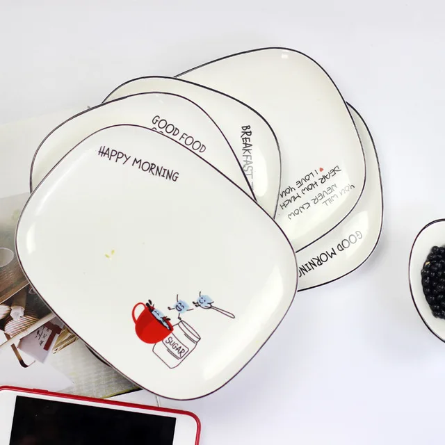 Милые Мультяшные тарелки Ins поднос для посуды керамическая еда стейк блюда