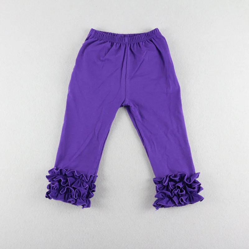 Purple JOYHOPY/хлопковые мягкие удобные леггинсы для маленьких девочек; брюки; Тройная оборка; детские леггинсы; высокое качество; брюки для малышей - Цвет: Purple