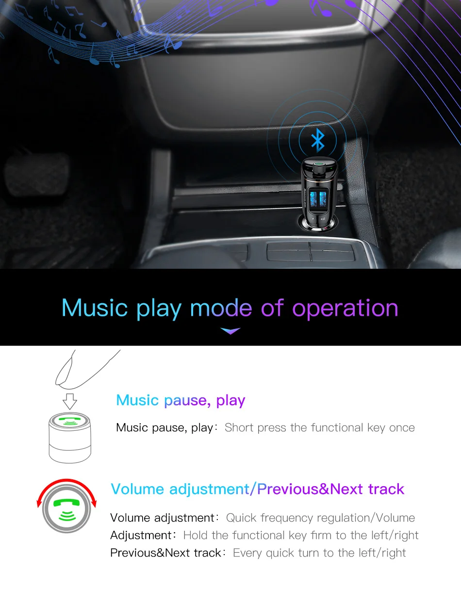 Baseus, беспроводное Bluetooth автомобильное зарядное устройство, 5 В, 3,4 А, fm-передатчик, MP3 аудио плеер, двойной USB, зарядное устройство для мобильного телефона