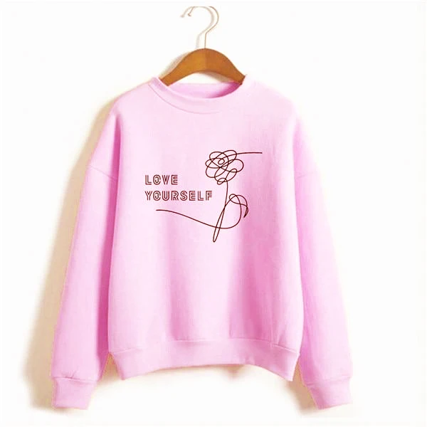 LOVE YOURSELF Sweatshir harajuku джемпер Мода гот Цитата наряд слоган Забавный гранж Графический пуловеры tumblr эстетическое Топ