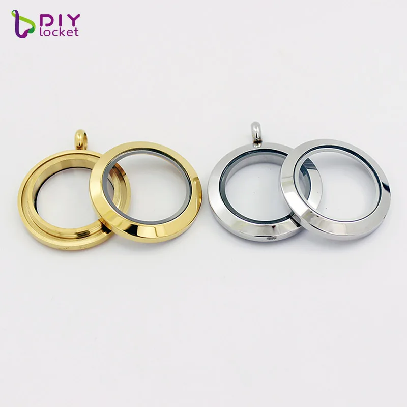 Круглый медальон из нержавеющей стали 25 мм ожерелье с медальоном гладкого стекла