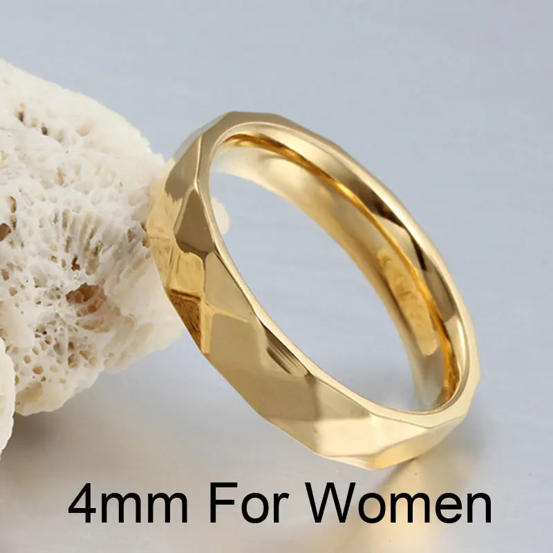 4mm SUNNERLEES модные ювелирные изделия титановые кольца из нержавеющей стали для пар золото цвет ромб поверхность кольца для мужчин для женщин для любовников CR-011 - Цвет основного камня: 4mm