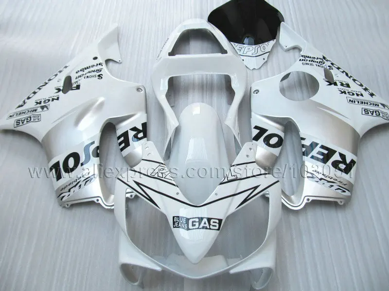 Новый горячий Мотоцикл Обтекатели набор для Honda белый repsol CBR 600 F4i 01 02 03 cbr f4i 2001 2002 2003