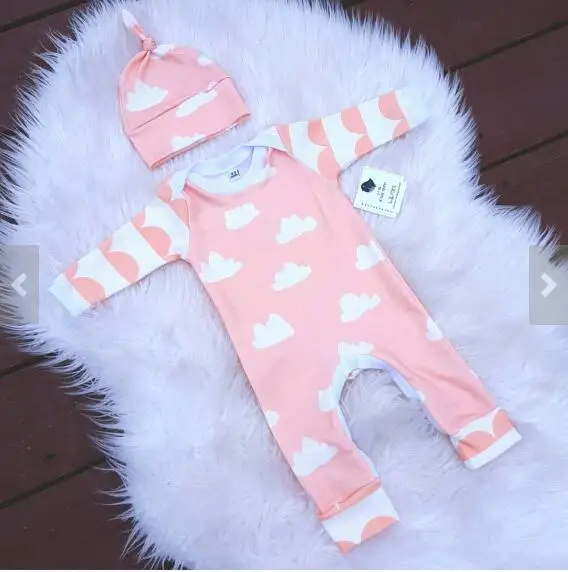Одежда для новорожденных девочек розовый хлопковый комбинезон с длинными