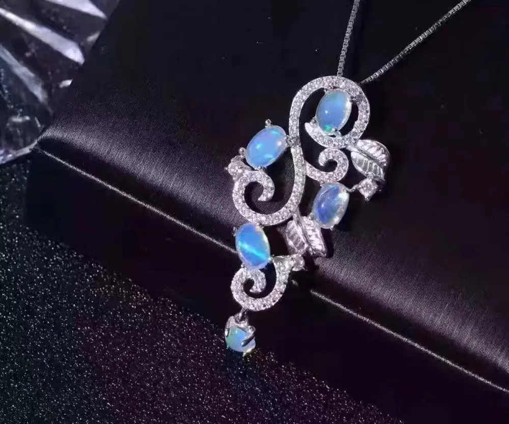 Подвеска из серебра 925 пробы с натуральным разноцветным опалом|jewelry necklace pendants|jewelry