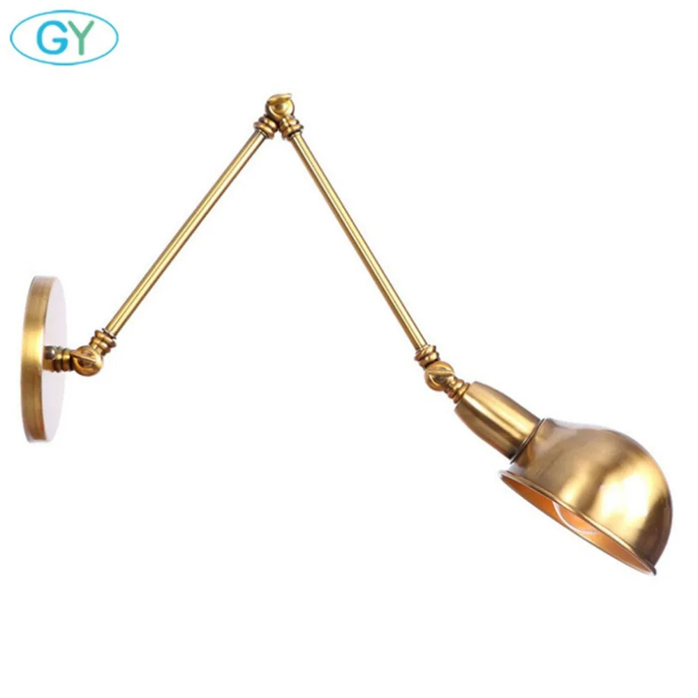 Промышленные настенные бра с поворотным кронштейном в стиле лофт латунная