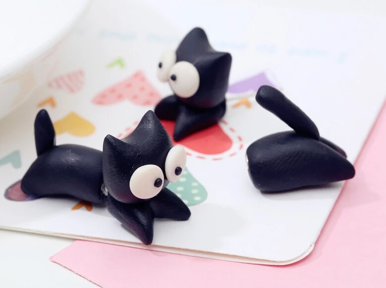 

Personalized Polymer Clay Accessories Earring For Women Lovely Cartoon Cat Ear Stud Fashion Earrings