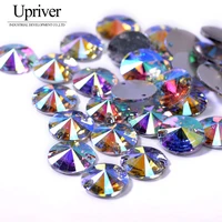 upriver 100pcslot round sew on resin crystal ab flat backwith holes resin sew on rhinestone beads stone for dress garment bag