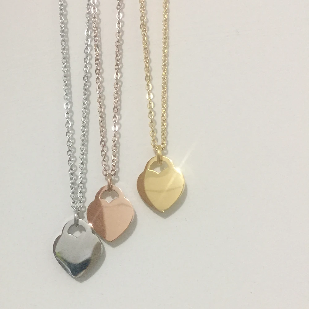 Сверкающее Сердце Любви ожерелье с подвеской золотого цвета из нержавеющей