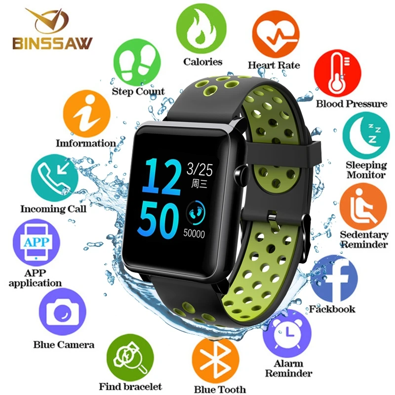 BINSSAW Smartband фитнес трекер браслет активности Смарт часы Цвет кислорода в крови ЖК